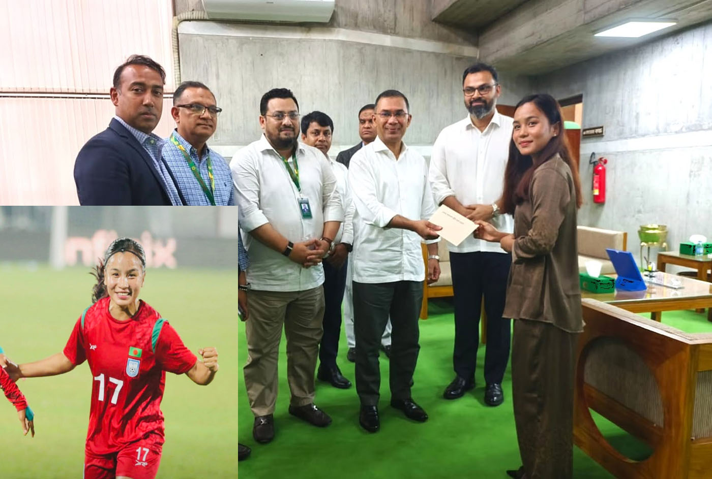 রাঙ্গামাটি পার্বত্য জেলা পরিষদের সহযোগিতায় সাফ জয়ী নারী ফুটবলার ঋতুপর্ণা চাকমার গৃহ নির্মাণের জন্য ২০ লক্ষ টাকার চেক তুলে দিলেন প্রধানমন্ত্রী